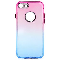 iPhone 7 Plus Two Tone Color Hybrid Case (Hotpink Blue)